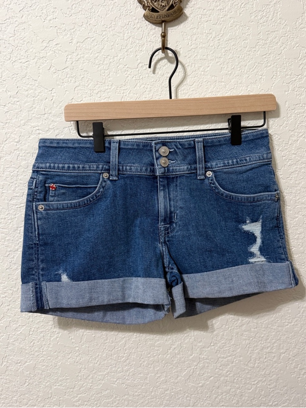 Hudson Jeans Dark Blue Rolled Cuff Denim Shorts